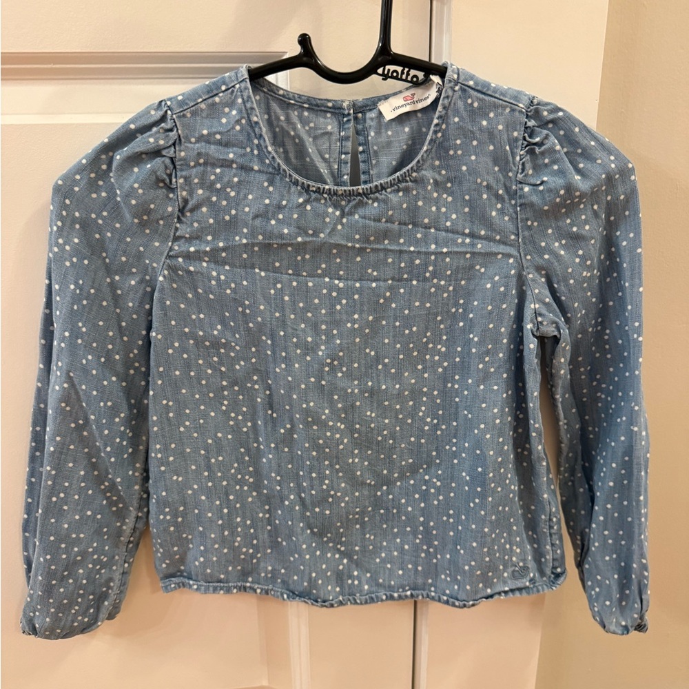 Vineyard Vines chambray Top with White Dots